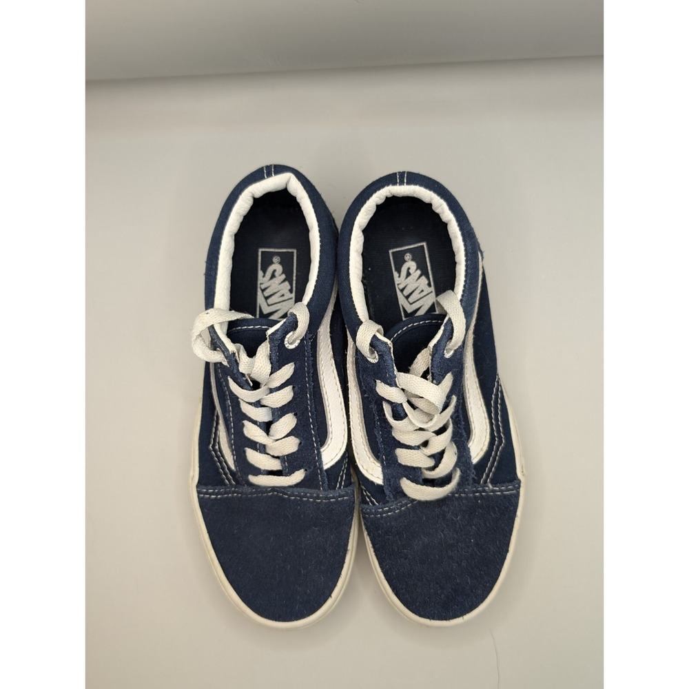Vans Off The Wall Youth Size 2.5 Old Skool Blue Suede Skateboarding Shoes